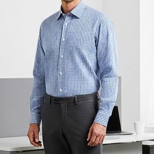 Izod Gingham Shirt Button Down Mens 16 1/2 34/35 Long Sleeve Blue White Cotton